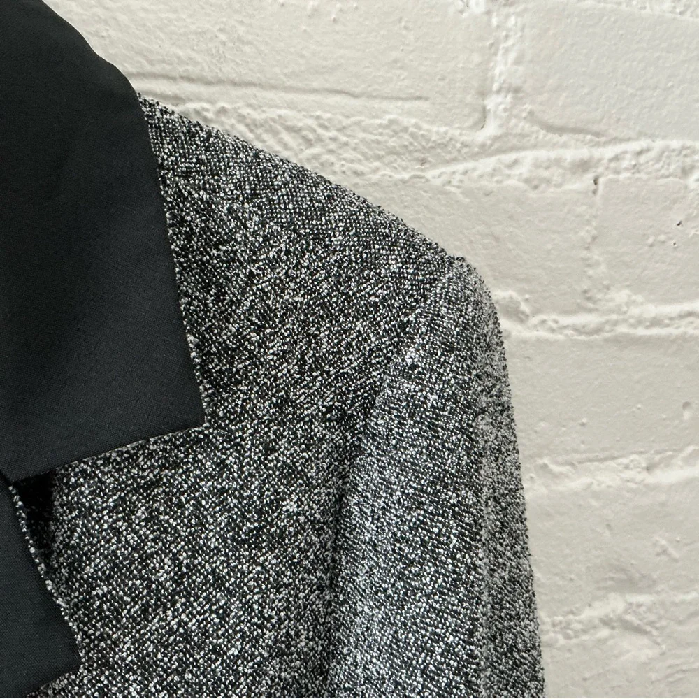 Vintage BFA Classics Blazer Jacket Black Gray Tweed Womens 14 Career Dressy - Picture 3 of 16